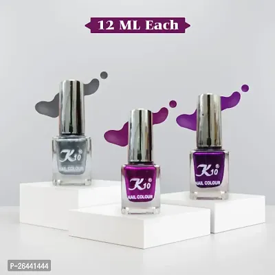 High quality Metallic-Dark-Pink-Purple-Silver Nail Paint Combo-thumb2