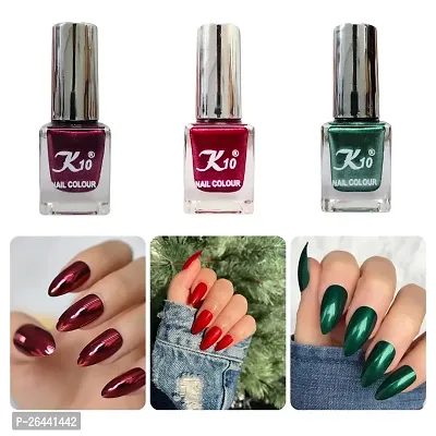 High quality Metallic-Maroon-Green-Red Nail Paint Combo