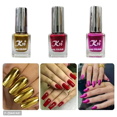 High quality Metallic-Gold-Dark-Red-Pink Nail Paint Combo-thumb0