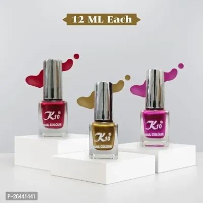 High quality Metallic-Gold-Dark-Red-Pink Nail Paint Combo-thumb2