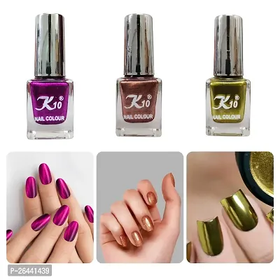 High quality Metallic-Dark-Pink-Lemon-Coffee Nail Paint Combo-thumb0