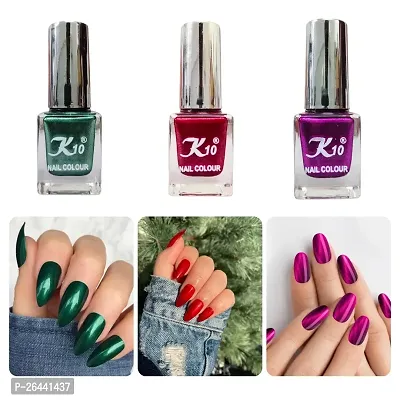 High quality Metallic-Green-Red-Dark-Pink Nail Paint Combo