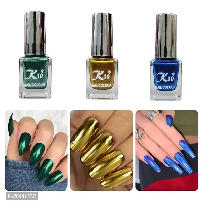 High quality Metallic-Green-Blue-Gold Nail Paint Combo