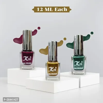 High quality Metallic-Gold-Green-Maroon Nail Paint Combo-thumb2