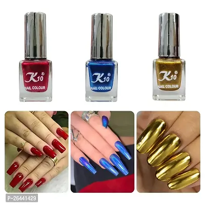 High quality Metallic-Dark-Pink-Blue-Gold Nail Paint Combo