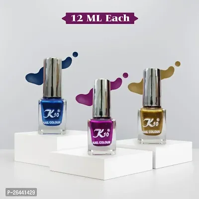 High quality Metallic-Dark-Pink-Blue-Gold Nail Paint Combo-thumb2