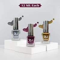 High quality Metallic-Maroon-Gold-Silver Nail Paint Combo-thumb1