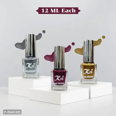 High quality Metallic-Maroon-Gold-Silver Nail Paint Combo-thumb2