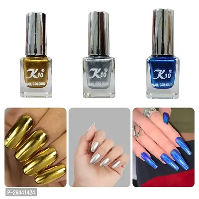 High quality Metallic-Gold-Blue-Silver Nail Paint Combo