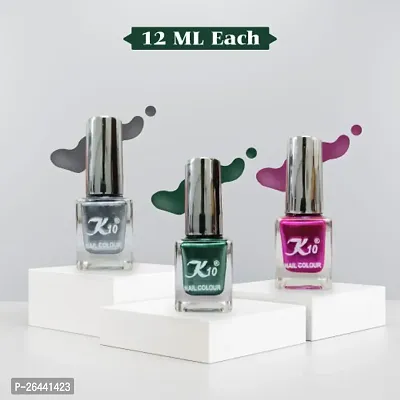 High quality Metallic-Green-Silver-Pink Nail Paint Combo-thumb2