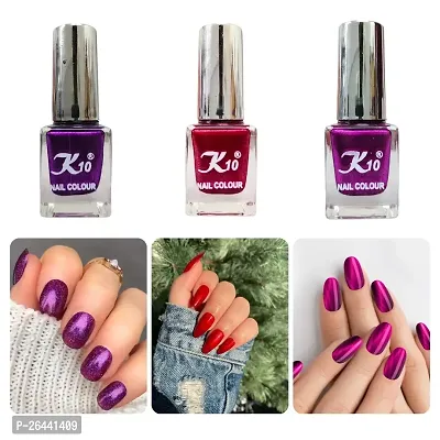 High Shine Long lasting Metallic-Purple-Dark-pink-Red Nail Polish Combo