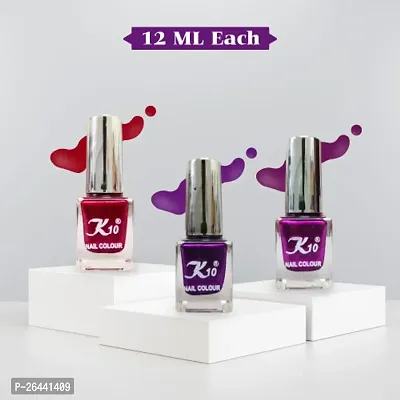 High Shine Long lasting Metallic-Purple-Dark-pink-Red Nail Polish Combo-thumb2