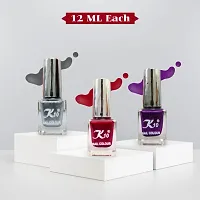 High Shine Long lasting Metallic-Red-Silver-Purple Nail Polish Combo-thumb1