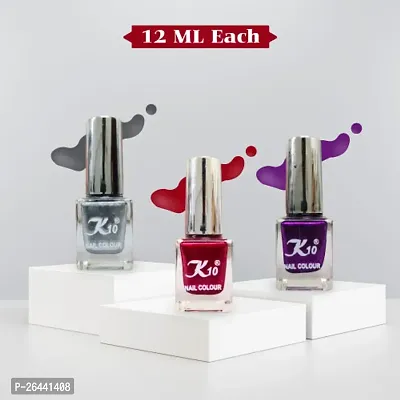 High Shine Long lasting Metallic-Red-Silver-Purple Nail Polish Combo-thumb2