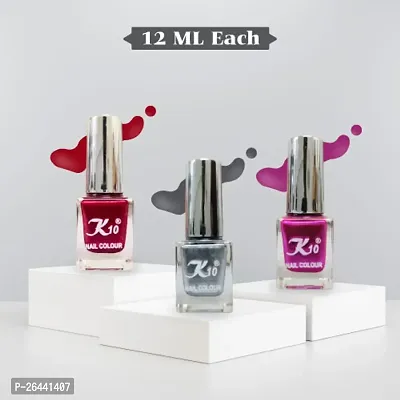 High Shine Long lasting Metallic-Silver-Red-Pink Nail Polish Combo-thumb2