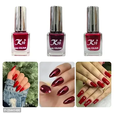 High Shine Long lasting Metallic-Red-Maroon-Dark-Red Nail Polish Combo