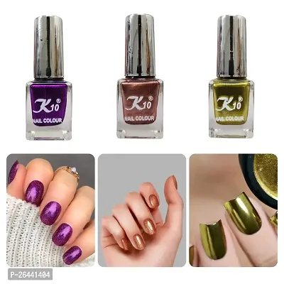 High Shine Long lasting Purple-Lemon-Coffee Nail Polish Combo