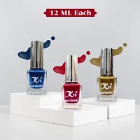 High Shine Long lasting Metallic-Red-Blue-Gold Nail Polish Combo-thumb1