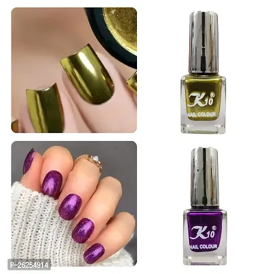 Mettalic Finish Lemon Purple  Nail polish combo