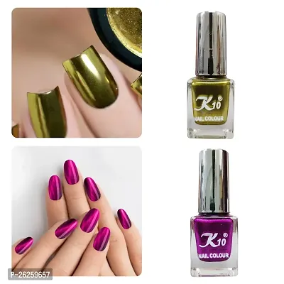 Metallic Finish Dark Pink Lemon Nail polish combo-thumb0