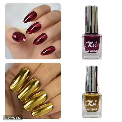 Metallic Finish Golden Marron Nail polish combo