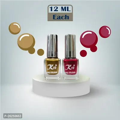 Metallic Finish Golden Dark Red Nail polish combo-thumb4