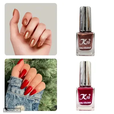 Metallic Finish Cofee Dark Red  Nail polish combo-thumb0