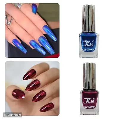 Metallic Finish Blue Maroon Nail polish combo