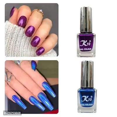 Metallic Finish Blue Purple Nail polish combo-thumb0