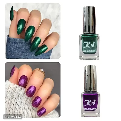 Metallic Finish Green Purple  Nail polish combo