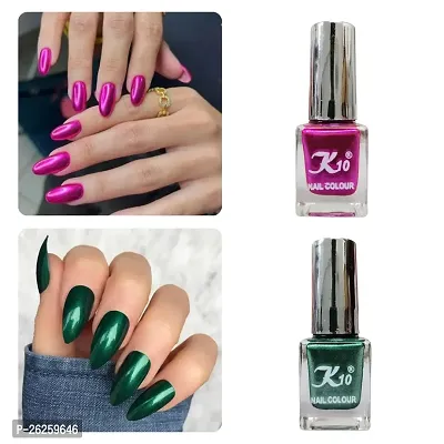 Metallic Finish Green Pink  Nail polish combo