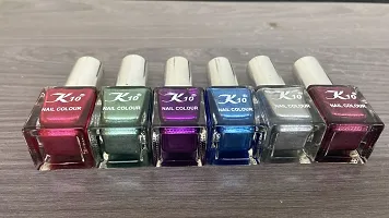 High shine Nail Polish Nail Metallic Finish Multi color Combo set Red-Green-Purple-Blue-Silver-Maroon-thumb1