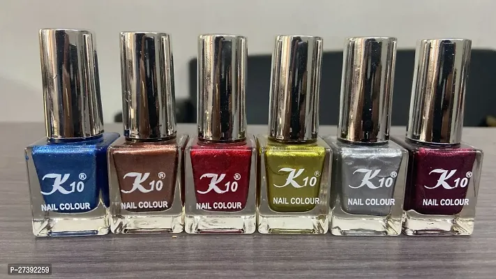 High shine Nail Polish Nail Metallic Finish Multi color Combo set Blue-Coffee-Darkred-Lemon-Silver-Maroon-thumb3