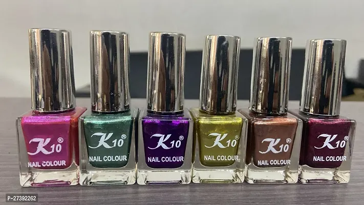 High shine Nail Polish Nail Metallic Finish Multi color Combo set Pink-Green-Purple-Lemon-Coffee-Maroon-thumb2