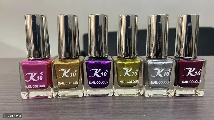 High shine Nail Polish Nail Metallic Finish Multi color Combo set Pink-Golden-Purple-Lemon-Silver-Maroon-thumb2