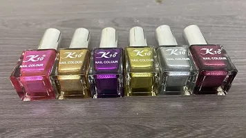 High shine Nail Polish Nail Metallic Finish Multi color Combo set Pink-Golden-Purple-Lemon-Silver-Maroon-thumb2