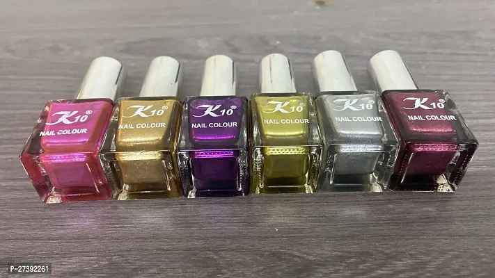 High shine Nail Polish Nail Metallic Finish Multi color Combo set Pink-Golden-Purple-Lemon-Silver-Maroon-thumb3