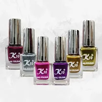 High shine Nail Polish Nail Metallic Finish Multi color Combo set Pink-Golden-Purple-Lemon-Silver-Maroon-thumb3