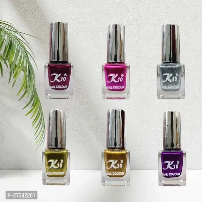 High shine Nail Polish Nail Metallic Finish Multi color Combo set Pink-Golden-Purple-Lemon-Silver-Maroon-thumb5