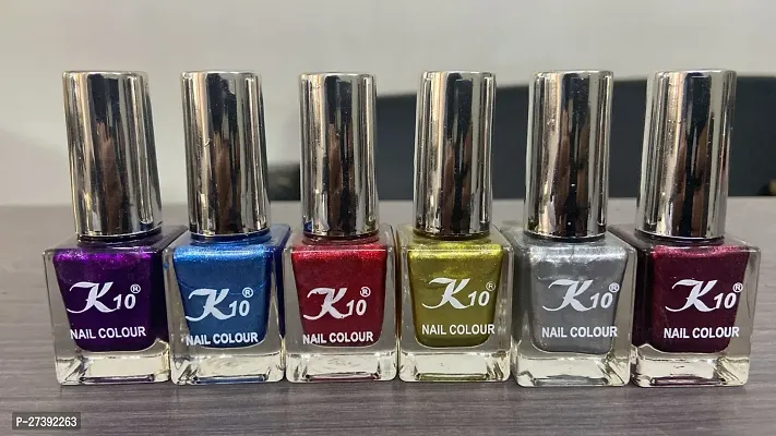 High shine Nail Polish Nail Metallic Finish Multi color Combo set Purple-Blue-Darkpink-Lemon-Silver-Maroon-thumb3