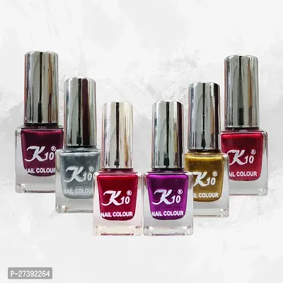 High shine Nail Polish Nail Metallic Finish Multi color Combo set Red-Golden-Darkpink-Maroon-Silver-Darkred-thumb4