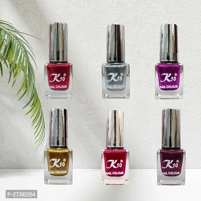 High shine Nail Polish Nail Metallic Finish Multi color Combo set Red-Golden-Darkpink-Maroon-Silver-Darkred-thumb5