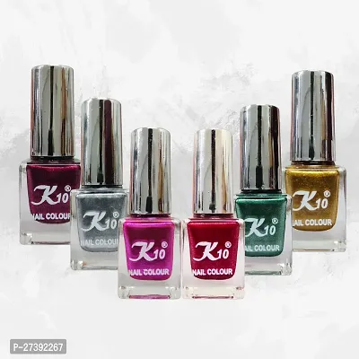 High shine Nail Polish Nail Metallic Finish Multi color Combo set Red-Green-Pink-Golden-Silver-Maroon-thumb2