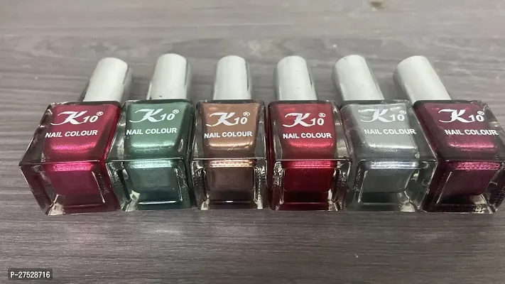 High shine Nail Polish Nail Metallic Finish Multi color Combo set Red-Green-Coffee-Darkred-Silver-Maroon-thumb3