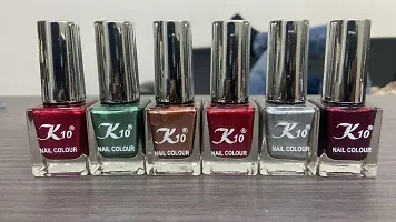 High shine Nail Polish Nail Metallic Finish Multi color Combo set Red-Green-Coffee-Darkred-Silver-Maroon-thumb1