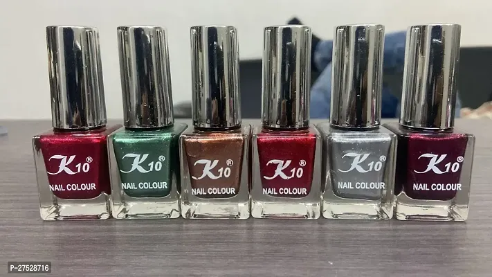 High shine Nail Polish Nail Metallic Finish Multi color Combo set Red-Green-Coffee-Darkred-Silver-Maroon-thumb2