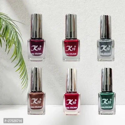 High shine Nail Polish Nail Metallic Finish Multi color Combo set Red-Green-Coffee-Darkred-Silver-Maroon-thumb5