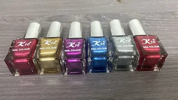 High shine Nail Polish Nail Metallic Finish Multi color Combo set Red-Golden-Darkpink-Blue-Silver-Darkred-thumb1