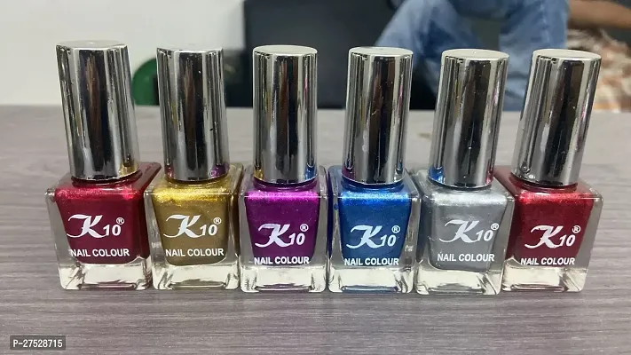 High shine Nail Polish Nail Metallic Finish Multi color Combo set Red-Golden-Darkpink-Blue-Silver-Darkred-thumb3