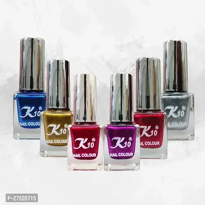 High shine Nail Polish Nail Metallic Finish Multi color Combo set Red-Golden-Darkpink-Blue-Silver-Darkred-thumb4